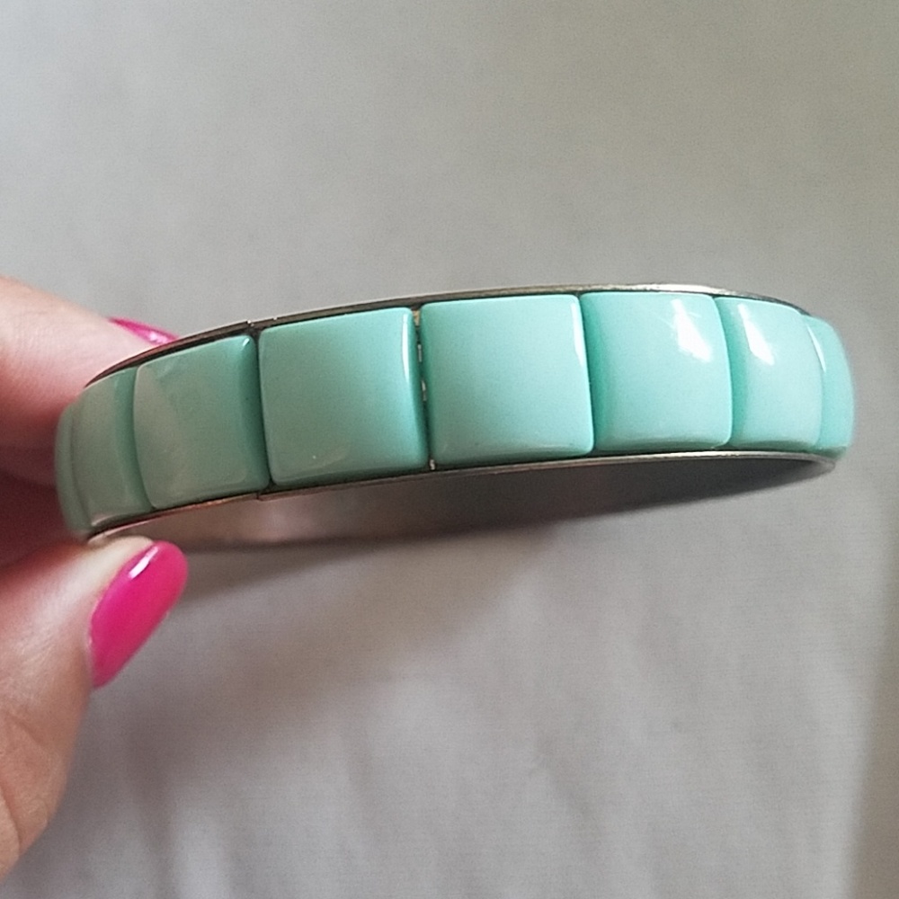 Vintage mint green acrylic brass bangle